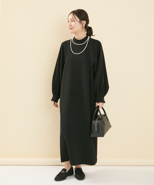 JOURNAL STANDARD（ジャーナルスタンダード）の「《WEB限定追加》ダブルクロスロングワンピース（ワンピース・レディース・ブラック/ネイビー・38/36）」の18枚目の写真