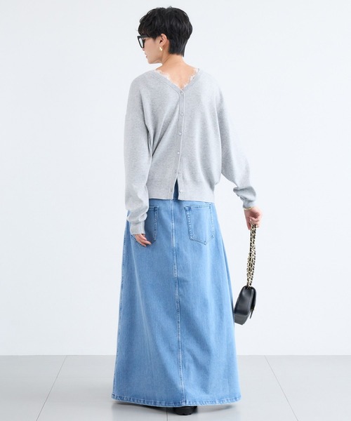 BARNYARDSTORM（バンヤードストーム）の「BARNYARDSTORM / 2WAYレース付きニット（カーディガン/ボレロ・レディース・ライトグレー/ネイビー・FREE）」の9枚目の写真