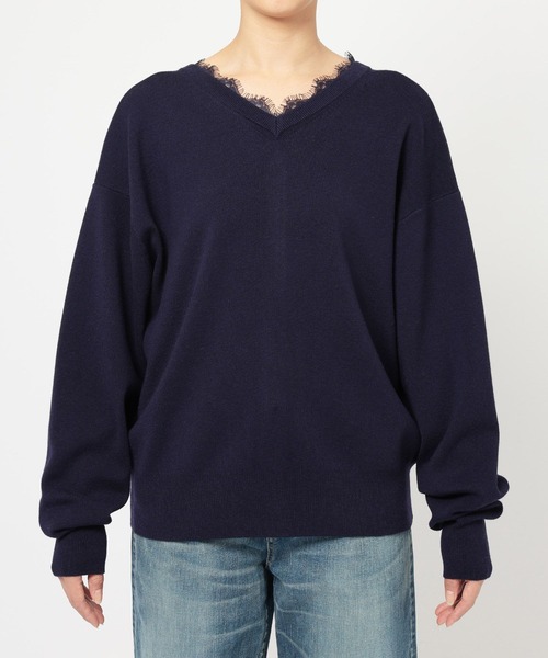 BARNYARDSTORM（バンヤードストーム）の「BARNYARDSTORM / 2WAYレース付きニット（カーディガン/ボレロ・レディース・ライトグレー/ネイビー・FREE）」の16枚目の写真