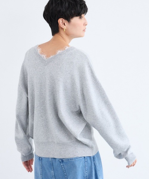 BARNYARDSTORM（バンヤードストーム）の「BARNYARDSTORM / 2WAYレース付きニット（カーディガン/ボレロ・レディース・ライトグレー/ネイビー・FREE）」の6枚目の写真