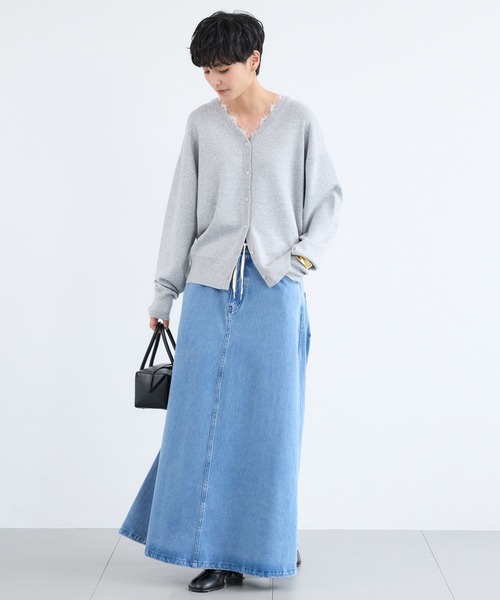 BARNYARDSTORM（バンヤードストーム）の「BARNYARDSTORM / 2WAYレース付きニット（カーディガン/ボレロ・レディース・ライトグレー/ネイビー・FREE）」の7枚目の写真