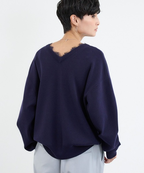 BARNYARDSTORM（バンヤードストーム）の「BARNYARDSTORM / 2WAYレース付きニット（カーディガン/ボレロ・レディース・ライトグレー/ネイビー・FREE）」の20枚目の写真