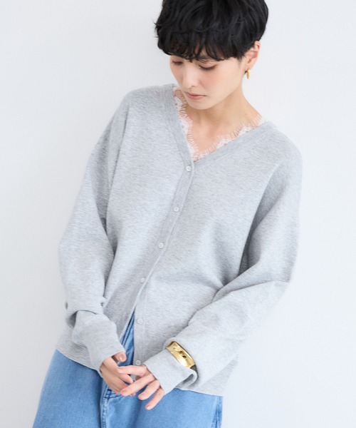 BARNYARDSTORM（バンヤードストーム）の「BARNYARDSTORM / 2WAYレース付きニット（カーディガン/ボレロ・レディース・ライトグレー/ネイビー・FREE）」の5枚目の写真