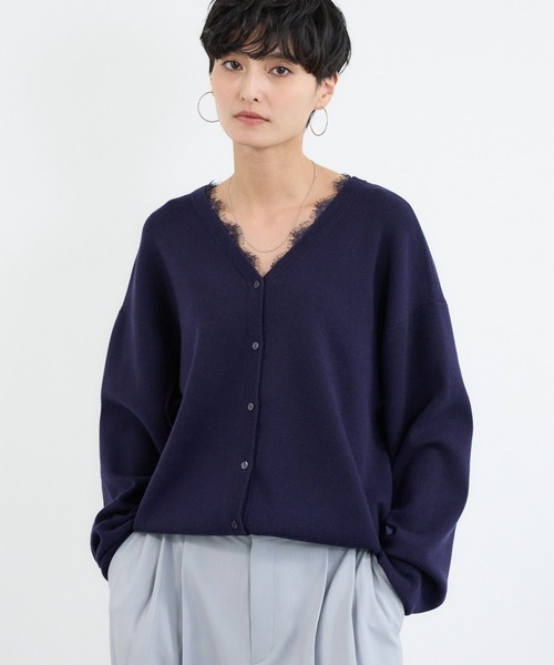 BARNYARDSTORM（バンヤードストーム）の「BARNYARDSTORM / 2WAYレース付きニット（カーディガン/ボレロ・レディース・ライトグレー/ネイビー・FREE）」の13枚目の写真