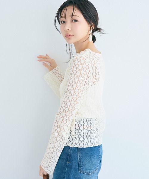 coca(coca)(コカ)の「ストレッチレーストップス(Tシャツ/カットソー・レディース・アイボリー/チャコール・L/M/S)」の4枚目の写真
