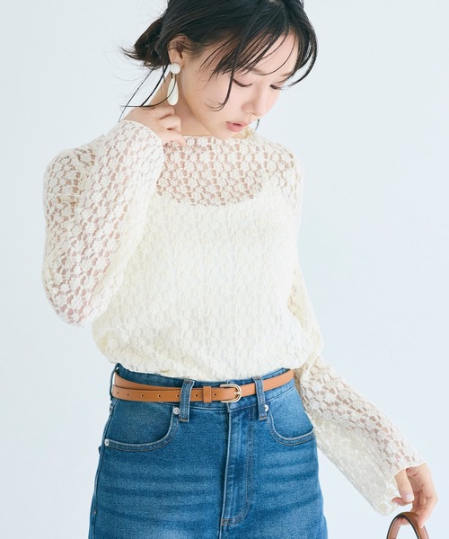 coca(coca)(コカ)の「ストレッチレーストップス(Tシャツ/カットソー・レディース・アイボリー/チャコール・L/M/S)」の7枚目の写真