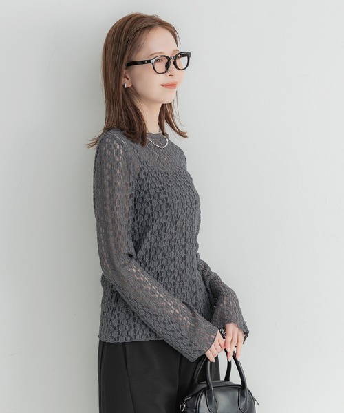 coca(coca)(コカ)の「ストレッチレーストップス(Tシャツ/カットソー・レディース・アイボリー/チャコール・L/M/S)」の10枚目の写真