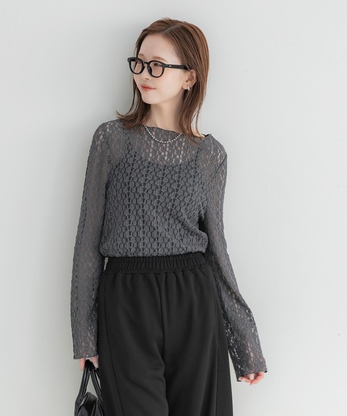 coca(coca)(コカ)の「ストレッチレーストップス(Tシャツ/カットソー・レディース・アイボリー/チャコール・L/M/S)」の13枚目の写真