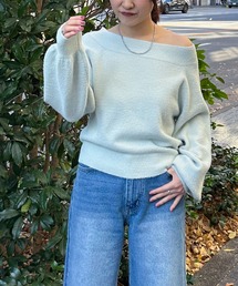 ラメマシュマロオフショルニットプルオーバー