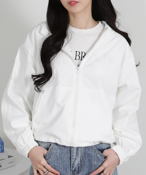 セール】リボンポイント 袖レース付き マウンテンパーカーブルゾン