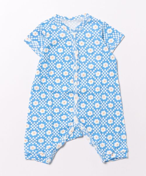 Ocean&Ground(オーシャン&グラウンド)の「半袖ロンパス/Flower Tile(ロンパース・キッズ・ピンク/ブルー・70)」の1枚目の写真