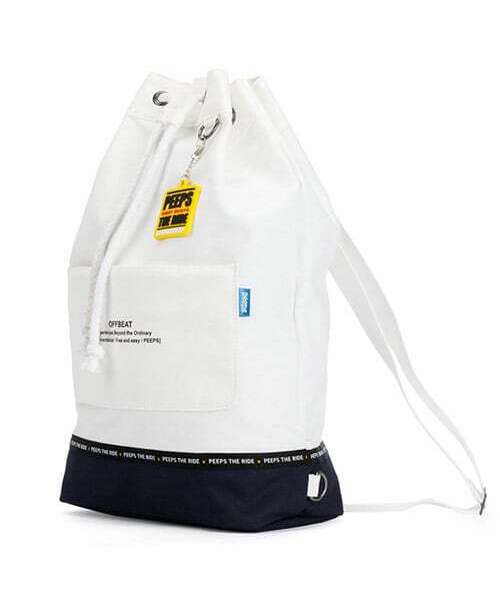 PEEPS(ピープス)の「offbeat canvas bucket bag(ivory)(メッセンジャーバッグ・メンズ・アイボリー・FREE)」の1枚目の写真