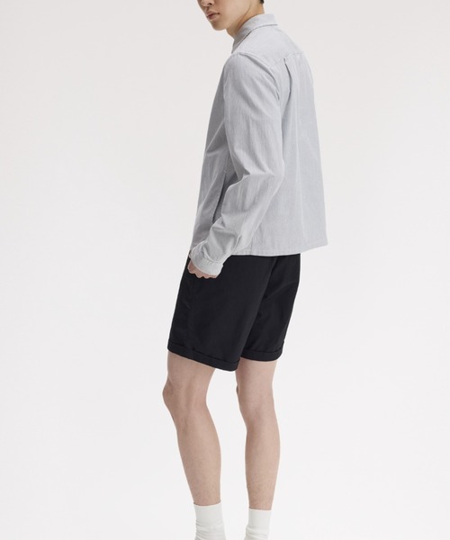Striped Seersucker Zip Through Overshirt／ストライプシアサッカー