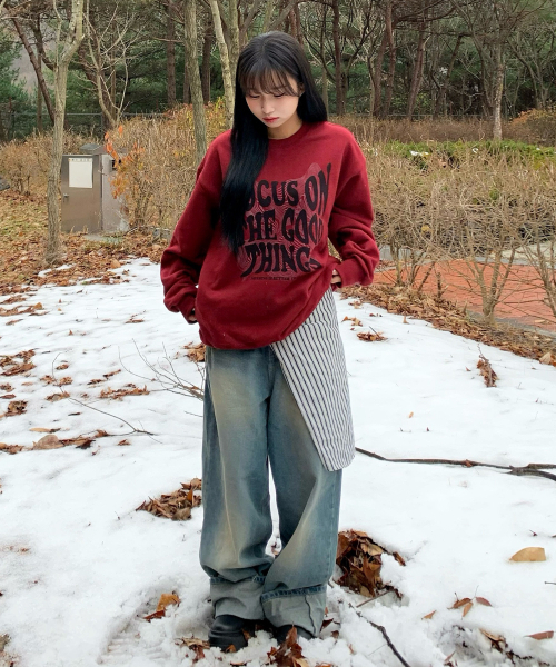 NOTHINGISBETTERTHANME(ナッシングイズベターザンミー)の「GEOMETRY LETTERING SWEATSHIRT_burgundy(スウェット・レディース・その他・M/L)」の5枚目の写真