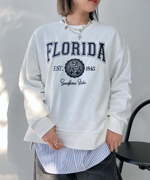 AS KNOW AS plus(アズノゥアズプラス)の「〇カレッジロゴ刺繍オーバーサイズスウェット【UNISEX ITEM】(スウェット・レディース・ダークグリーン/チャコールグレー/オフホワイト・FREE)」の2枚目の写真