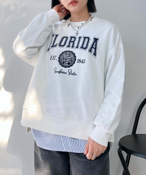 AS KNOW AS plus(アズノゥアズプラス)の「〇カレッジロゴ刺繍オーバーサイズスウェット【UNISEX ITEM】(スウェット・レディース・ダークグリーン/チャコールグレー/オフホワイト・FREE)」の10枚目の写真