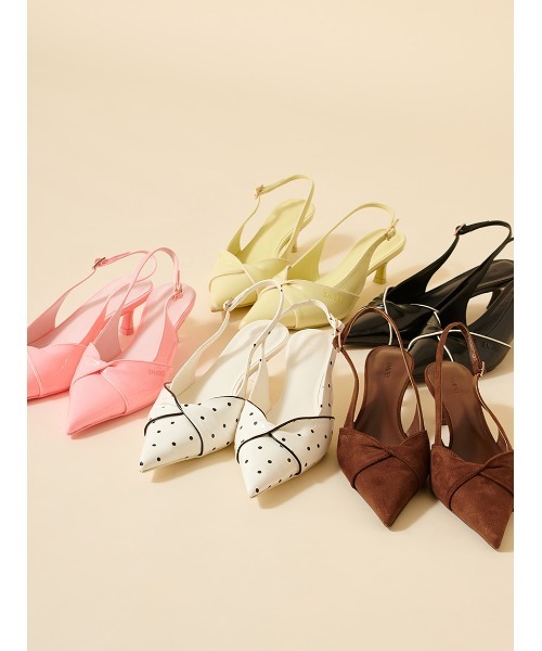SNIDEL（スナイデル）の「ツイストリボンパンプス（パンプス・レディース・ブラック/ピンク/ブラウン/ドット/イエロー・L/M/S）」の6枚目の写真