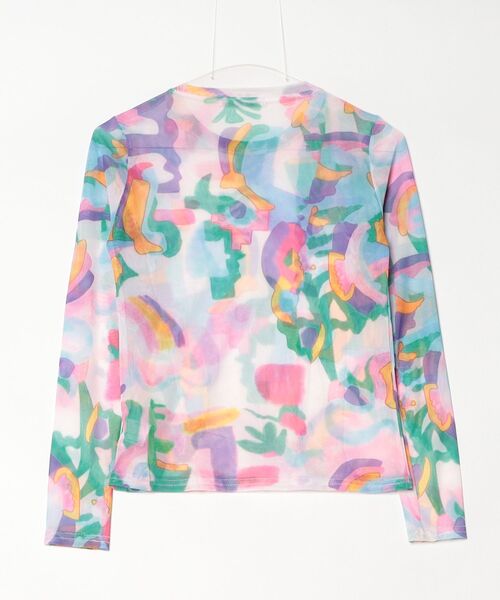 crossi(クロッシー)の「ニュアンス柄 チュールレース長袖カットソー(Tシャツ/カットソー・レディース・ピンク・F)」の4枚目の写真