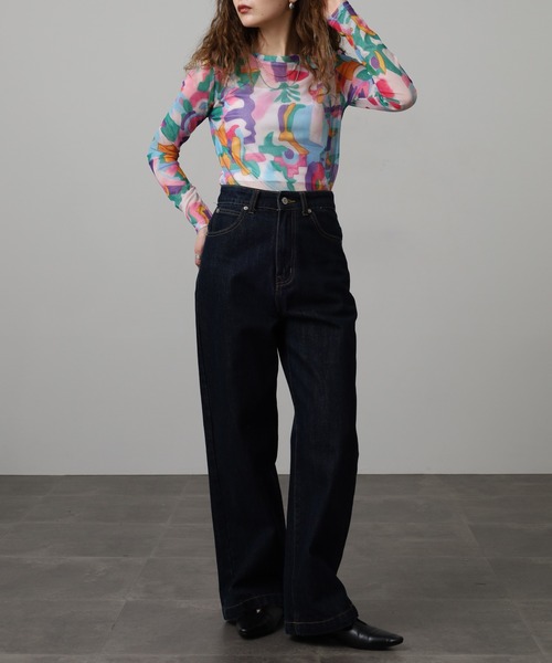 crossi(クロッシー)の「ニュアンス柄 チュールレース長袖カットソー(Tシャツ/カットソー・レディース・ピンク・F)」の14枚目の写真