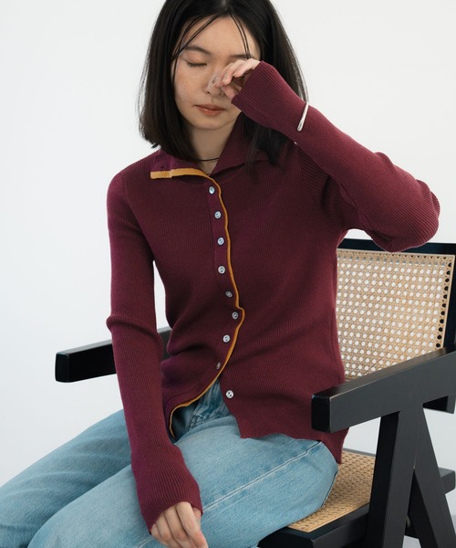 Futier land(フューティアランド)の「バイカラー2WAYニットトップス(ニット/セーター・レディース・グレー/オフホワイト/レッド/ライトグレー・FREE)」の4枚目の写真