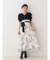 MERCURYDUO（マーキュリーデュオ）の「ブーケ花柄ニットドッキングワンピース（ワンピース）」