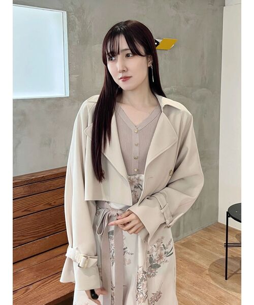 MERCURYDUO(マーキュリーデュオ)の「ブーケ花柄ニットドッキングワンピース(ワンピース・レディース・ベージュ/ラベンダー/ブラック・MEDIUM/SMALL)」の5枚目の写真