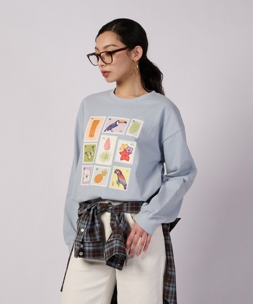 Eddie Bauer(エディーバウアー)の「アソート グラフィック 長袖Tシャツ(Tシャツ/カットソー・レディース・アイボリー/ライトブルー/スモークピンク/ブラック・XL/L/M/S)」の1枚目の写真