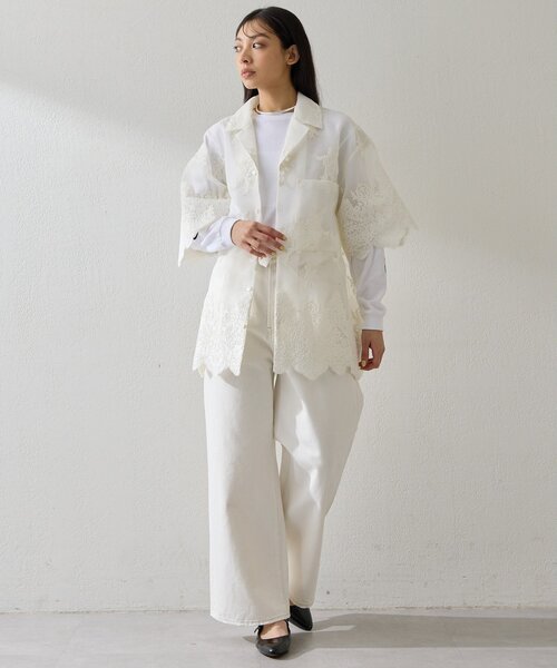 Whim Gazette(ウィムガゼット)の「ハイウエストデニムパンツ(デニムパンツ・レディース・ブルー/オフホワイト・38/36)」の12枚目の写真