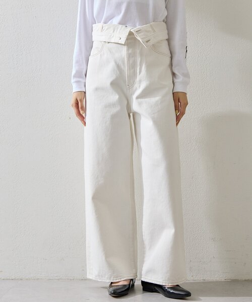 Whim Gazette(ウィムガゼット)の「ハイウエストデニムパンツ(デニムパンツ・レディース・ブルー/オフホワイト・38/36)」の2枚目の写真