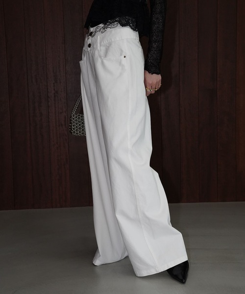 chuclla（チュクラ）の「エンブロイダリー ワイドパンツ chw26s097（その他パンツ・レディース・ホワイト/ベージュ・L/S/M）」の11枚目の写真