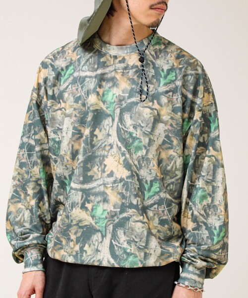 GLOSTER（グロスター）の「【無地/リアルツリーカモ】ミニ裏毛 裾ドロストスウェット（スウェット・メンズ・リアルツリーカモ/チャコールグレー/ライトグレー・L/M）」の3枚目の写真