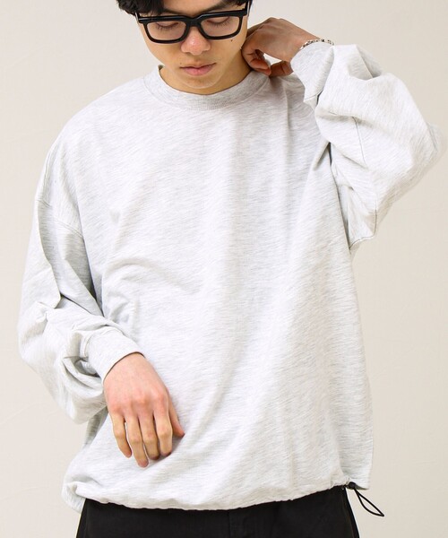 GLOSTER（グロスター）の「【無地/リアルツリーカモ】ミニ裏毛 裾ドロストスウェット（スウェット・メンズ・リアルツリーカモ/チャコールグレー/ライトグレー・L/M）」の2枚目の写真