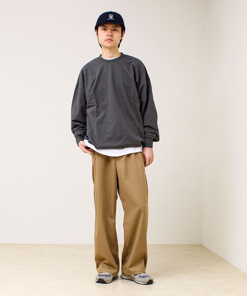 GLOSTER（グロスター）の「【無地/リアルツリーカモ】ミニ裏毛 裾ドロストスウェット（スウェット・メンズ・リアルツリーカモ/チャコールグレー/ライトグレー・L/M）」の5枚目の写真