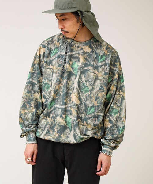 GLOSTER（グロスター）の「【無地/リアルツリーカモ】ミニ裏毛 裾ドロストスウェット（スウェット・メンズ・リアルツリーカモ/チャコールグレー/ライトグレー・L/M）」の7枚目の写真