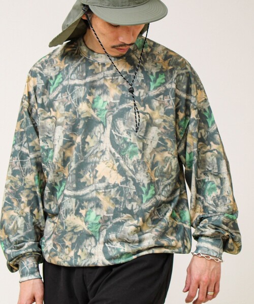 GLOSTER（グロスター）の「【無地/リアルツリーカモ】ミニ裏毛 裾ドロストスウェット（スウェット・メンズ・リアルツリーカモ/チャコールグレー/ライトグレー・L/M）」の8枚目の写真