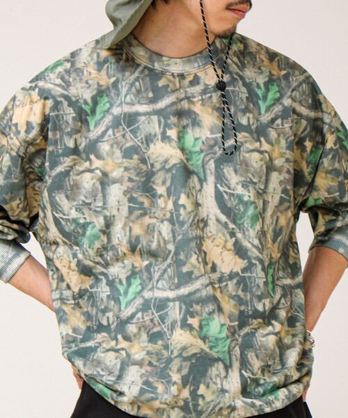 GLOSTER（グロスター）の「【無地/リアルツリーカモ】ミニ裏毛 裾ドロストスウェット（スウェット・メンズ・リアルツリーカモ/チャコールグレー/ライトグレー・L/M）」の11枚目の写真