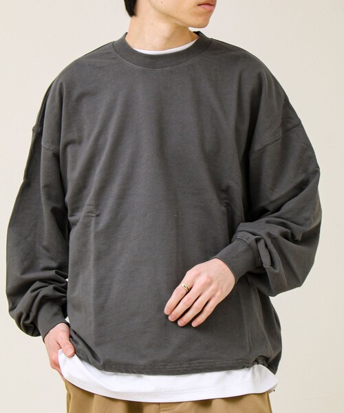 GLOSTER（グロスター）の「【無地/リアルツリーカモ】ミニ裏毛 裾ドロストスウェット（スウェット・メンズ・リアルツリーカモ/チャコールグレー/ライトグレー・L/M）」の13枚目の写真