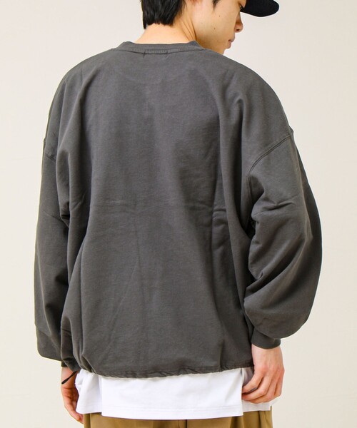 GLOSTER（グロスター）の「【無地/リアルツリーカモ】ミニ裏毛 裾ドロストスウェット（スウェット・メンズ・リアルツリーカモ/チャコールグレー/ライトグレー・L/M）」の15枚目の写真