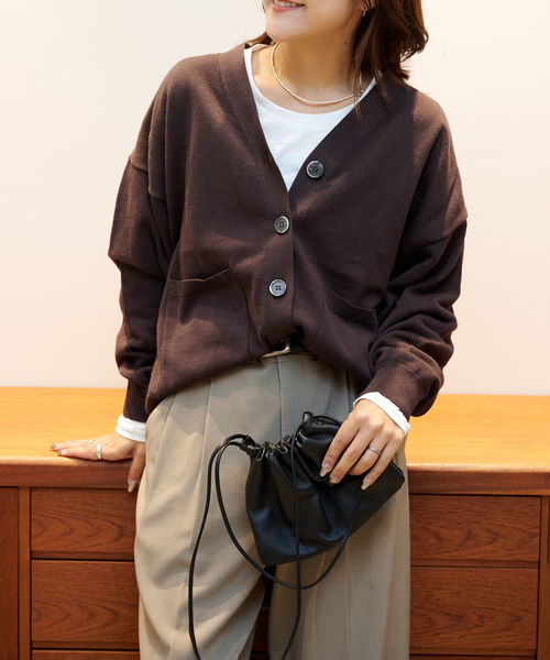 OUTDOOR PRODUCTS(アウトドアプロダクツ)の「リネンコットンVネックコクーンカーディガン(カーディガン/ボレロ・レディース・ブラウン/ネイビー/アイボリー・FREE)」の17枚目の写真
