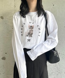 リボンガーリーキャットロンT/長袖Tシャツ