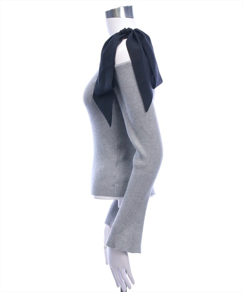 clear（クリア）の「シアーリボンワンショルニットトップス[大人 フェミニン 上品]≪新作≫（ニット/セーター・レディース・グリーン/グレー/ブラック/アイボリー・F）」の16枚目の写真