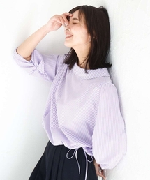 MK MICHEL KLEIN | ロールネック ギャザースリーブブラウス/接触冷感/洗える(シャツ/ブラウス)