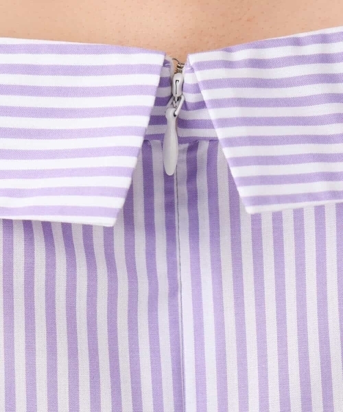 MK MICHEL KLEIN（エムケーミッシェルクラン）の「ロールネック ギャザースリーブブラウス/接触冷感/洗える（シャツ/ブラウス・レディース・ライトブルー/ラベンダー/ネイビー・38）」の5枚目の写真