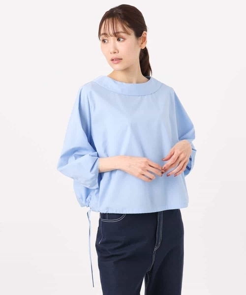 MK MICHEL KLEIN（エムケーミッシェルクラン）の「ロールネック ギャザースリーブブラウス/接触冷感/洗える（シャツ/ブラウス・レディース・ライトブルー/ラベンダー/ネイビー・38）」の12枚目の写真