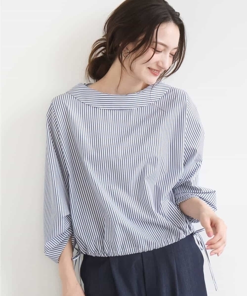 MK MICHEL KLEIN（エムケーミッシェルクラン）の「ロールネック ギャザースリーブブラウス/接触冷感/洗える（シャツ/ブラウス・レディース・ライトブルー/ラベンダー/ネイビー・38）」の14枚目の写真