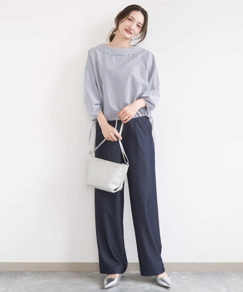 MK MICHEL KLEIN（エムケーミッシェルクラン）の「ロールネック ギャザースリーブブラウス/接触冷感/洗える（シャツ/ブラウス・レディース・ライトブルー/ラベンダー/ネイビー・38）」の15枚目の写真