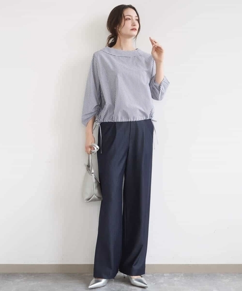 MK MICHEL KLEIN（エムケーミッシェルクラン）の「ロールネック ギャザースリーブブラウス/接触冷感/洗える（シャツ/ブラウス・レディース・ライトブルー/ラベンダー/ネイビー・38）」の16枚目の写真