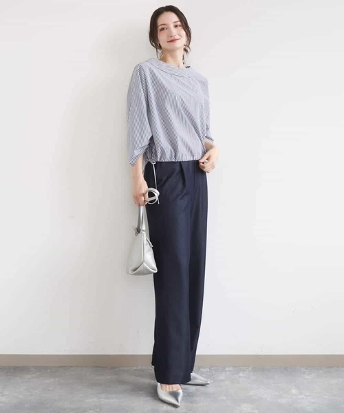 MK MICHEL KLEIN（エムケーミッシェルクラン）の「ロールネック ギャザースリーブブラウス/接触冷感/洗える（シャツ/ブラウス・レディース・ライトブルー/ラベンダー/ネイビー・38）」の17枚目の写真