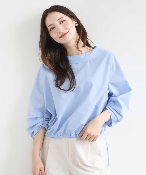 MK MICHEL KLEIN（エムケーミッシェルクラン）の「ロールネック ギャザースリーブブラウス/接触冷感/洗える（シャツ/ブラウス・レディース・ライトブルー/ラベンダー/ネイビー・38）」の18枚目の写真