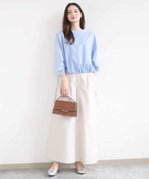 MK MICHEL KLEIN（エムケーミッシェルクラン）の「ロールネック ギャザースリーブブラウス/接触冷感/洗える（シャツ/ブラウス・レディース・ライトブルー/ラベンダー/ネイビー・38）」の19枚目の写真